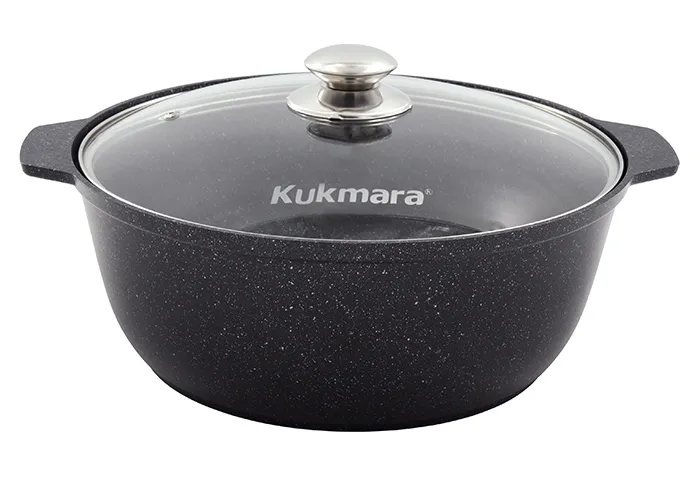 жмт528а Кастрюля-жаровня 5л диаметром 28см со стеклянной крышкой, АП (темный мрамор)  жмт528а Кастрюля-жаровня 5л диаметром 28см со стеклянной крышкой, АП (темный мрамор)